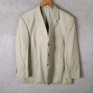 Linea Uomo Jacket Mens 48R Beige Linen Blend Blazer 3 Button Suit‎ Coat